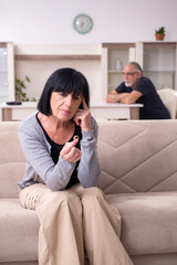 Old couple having argument at home