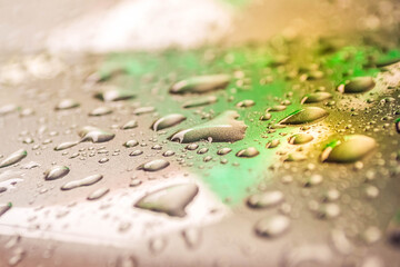 Realistic vector illustration of raindrops on windows and water droplets on glass In the silver background