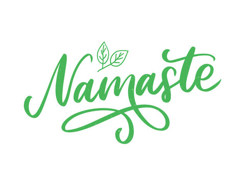 Hand drawn namaste card. Hello in hindi. Ink illustration. Hand drawn lettering background. Isolated on white background. Positive quote. Modern brush calligraphy.