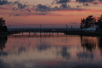 Fototapeta na wymiar sunset on the black sea and anapka river
