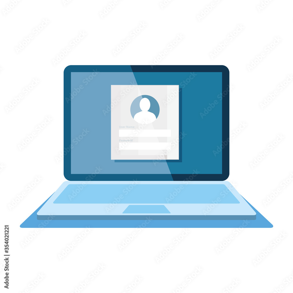 Poster laptop computer with login password on white background vector illustration design