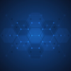Abstract background of hexagons shape pattern. Concepts and ideas for healthcare technology, innovation medicine, health, science, and research.