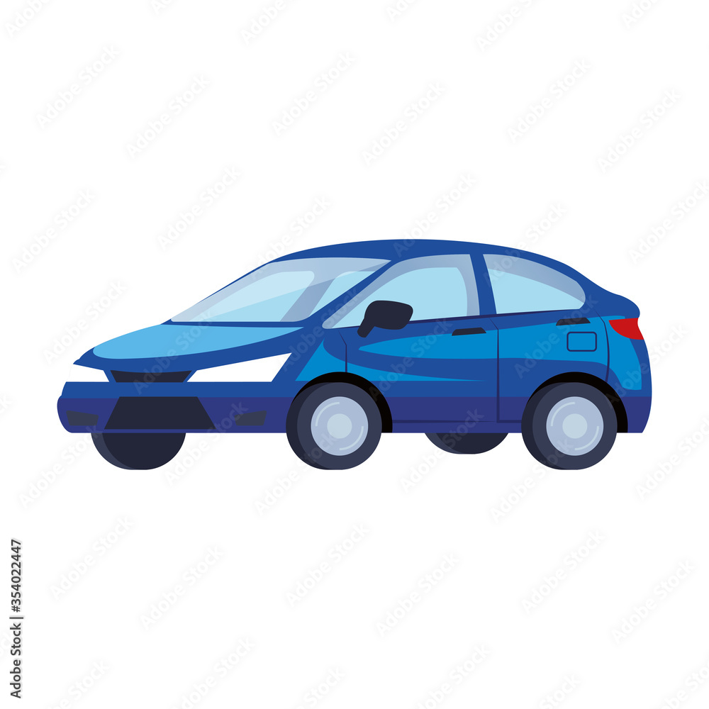 Poster blue sedan car vehicle transport icon vector illustration design