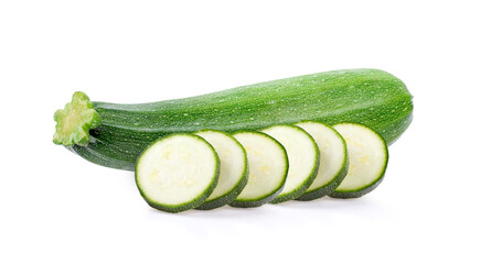  zucchini with slice isolated on white background