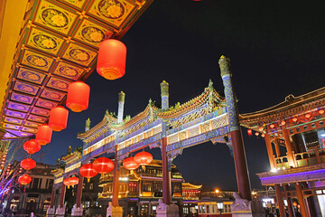 qianmen street with lattern decoration  in spring festival