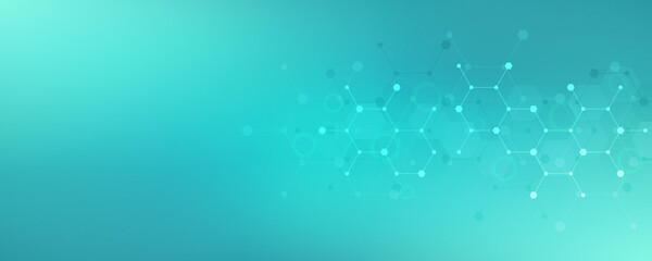 Abstract molecules background. Molecular structures or chemical engineering, genetic research, innovation technology. Scientific, technical or medical concept.