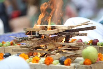 Indian wedding ritual. Indian vedic fire marriage ceremony. A authentic ritual  rite