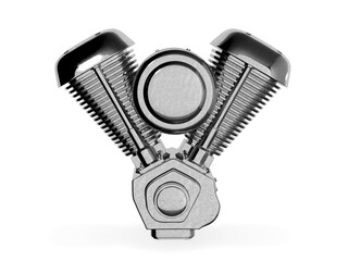Chrome motorcycle engine 3d rendering