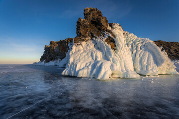 Altrek Island on Lake Baikal in winter