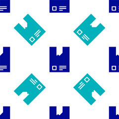 Blue Bag of coffee beans icon isolated seamless pattern on white background. Vector Illustration.