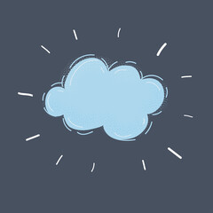 Cartoon vector illustration of blue cloud on dark