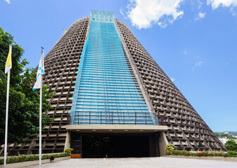 Rio de Janeiro. Brazil. Cathedral of Saint Sebastian.
 The building was built in 1964-1979 in the modernist style, has a conical shape with an internal diameter of 96 m and an external diameter of 106