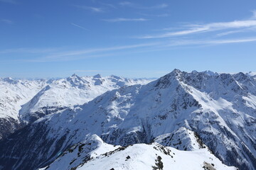 Plakat Snow and winter in alps nice panorama and cold landscape