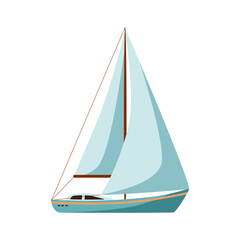 Sailing yacht. Sailing boat. Vector Illustration in cartoon style isolated on white background.