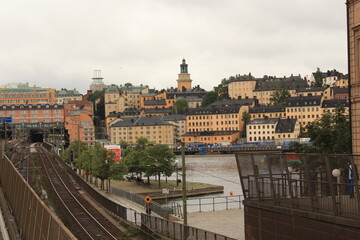 Naklejka na ściany i meble Vue Panoramique Vieille Ville colorée de Stockholm Suède