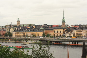 Vue Panoramique Vieille Ville colorée de Stockholm Suède