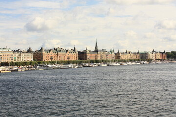 Naklejka premium Vue Panoramique Vieille Ville colorée de Stockholm Suède