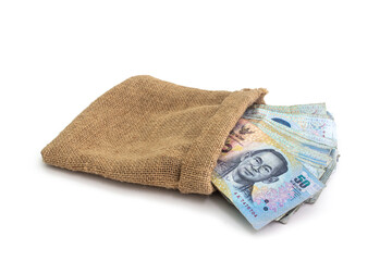 Fototapeta na wymiar Money saving methods for saving 50 Thai banks.
