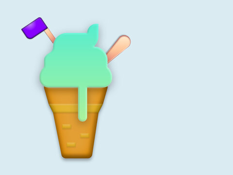 Eis crem in Waffeln auf blauen Hintergrund.