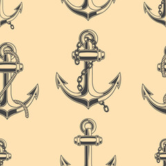 Seamless pattern with anchors illustrations. Design element for poster, card, banner, menu, flyer. Vector illustration