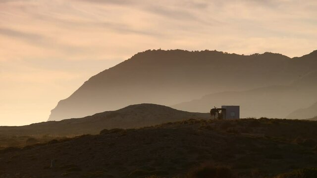 Mountains landscape at dusk evening, Calblanque Park, Murcia region Spain.