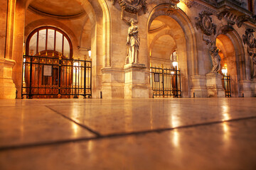hallway with marble statues part of Opera Garnier in Paris 
