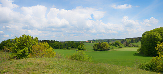 Aussicht vom Bäckerbichl Hügel bei Andechs, Naturlandschaft Eiszeit Relikt