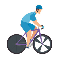 Obraz premium racing bike, man in road bicycle on white background vector illustration design
