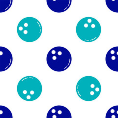 Blue Bowling ball icon isolated seamless pattern on white background. Sport equipment. Vector Illustration.