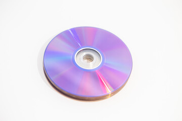 CDs DVDs - Blank recordable DVDs (DVD-R) purple discs on white background