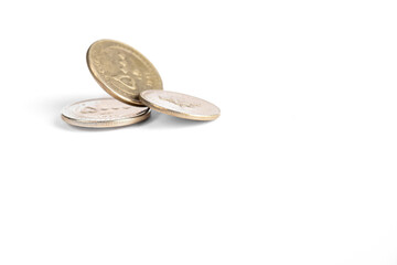 Iranian Rial (IRR). Close-up detail of coin.  Top view.