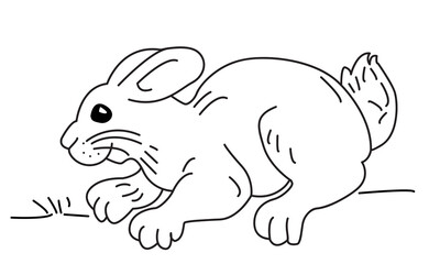 Kids drawing of a Rabbit for coloring - vector line art