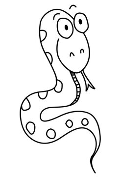 Kids drawing of a snake for Color filling - vector line art