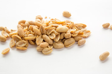 Close-up image of peanuts studio isolated on white background