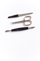 Fototapeta premium Tools of a manicure set on a white background