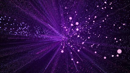 Fototapeta na wymiar Colorful explosion. Hyper jump. Abstract cosmic background. Neon glowing rays in motion. 3d