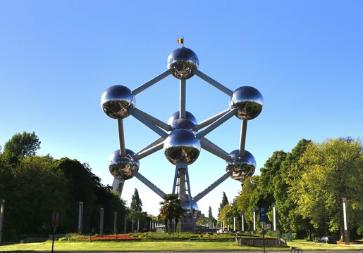 Brussels , Belgium – May 13 ,2019   The Atomium is a landmark building in Brussels ,Belgium