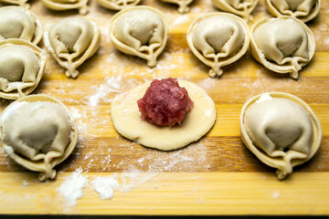 Delicious homemade meat dumplings with minced meat