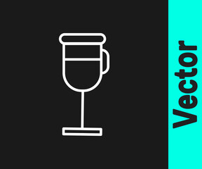 White line Irish coffee icon isolated on black background. Vector Illustration.