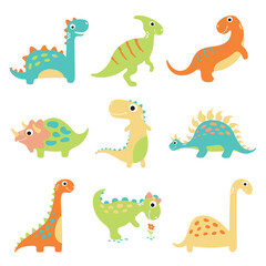 Set of cute vector dinosaurs