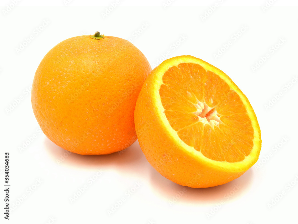 Wall mural oranges on white background