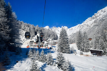 Ski lift in the mountains.