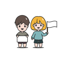 Obraz na płótnie Canvas Cute character with flag vector