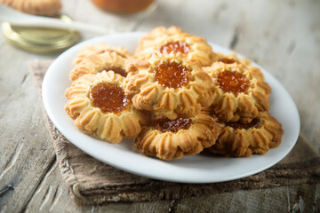 Homemade cookies with apricot jam
