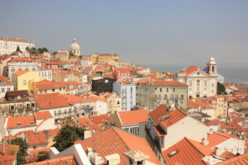 Fototapeta na wymiar Vue Panoramique Vieille Ville de Lisbonne Portugal
