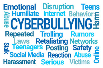 Cyberbullying Word Cloud on White Background