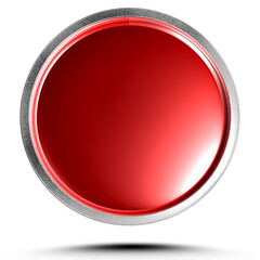 3D illustration Red push button, stainless work edge  isolated on a white background.(with Clipping Path).