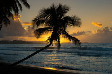 Sunrise on the beach in Martinique