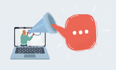 Man in love with a laptop screen on white