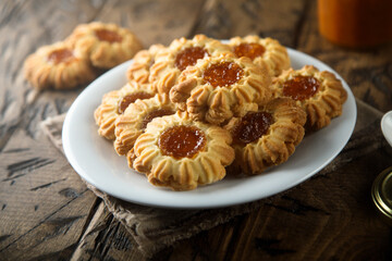 Homemade cookies with apricot jam